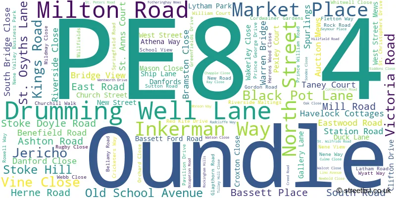 A word cloud for the PE8 4 postcode